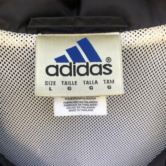 Adidas Large Windbreaker Charcoal Gray Full Zip Up Mesh Y2K Jacket Retro - Picture 5 of 8